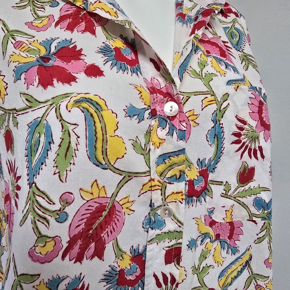 Mary Marshmallow India Floral Shirt Size M Relaxed Button Down Long Sleeve Boho - Picture 5 of 9